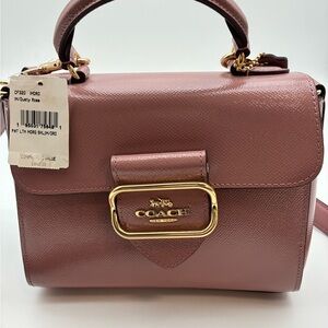 Coach Dusty Rose Leather Top Handle Satchel with Gold Hardware